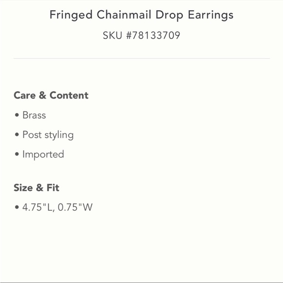 Anthropologie NWT Fringed Chainmail
Drop Earrings. - Picture 3 of 4